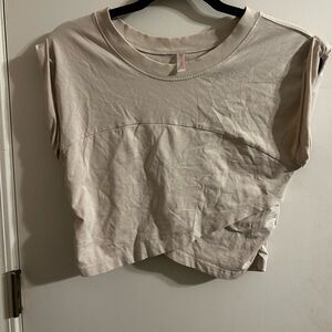 Free People Movement Light Tan/Cream Cropped Athleisure Women's Top